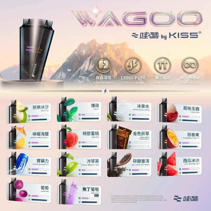 KIS5WAGOO哇酷6500口拋棄式 | 自由混搭雙口味 | 雙芯組合:圖片 2